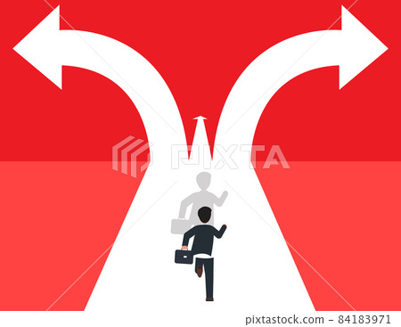 Businessman running on crossroads. Choice and Direction concept Businessman running on crossroads. Choice and Direction concept 84183971
