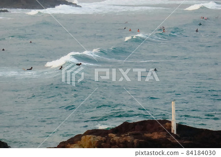 Surfing wave waiting watercolor Surfing wave waiting watercolor 84184030