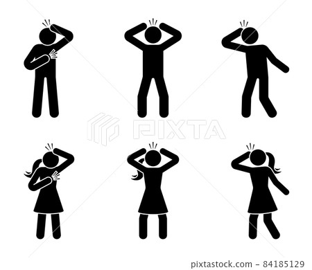 Stick man body black pictogram silhouettes Vector Image