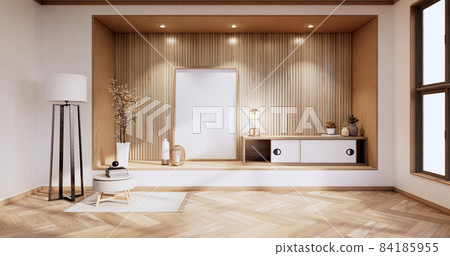 Cabinet in Living room with tatami mat floor and sofa armchair design.3D rendering 84185955