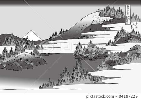 Katsushika Hokusai image Sagami Hakone Lake water title black and white Katsushika Hokusai image Sagami Hakone Lake water title black and white 84187229