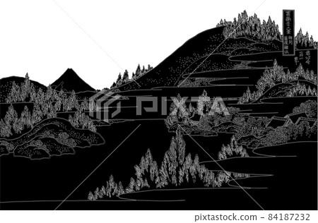 Katsushika Hokusai image Sagami Hakone Lake water title line inversion white background 84187232