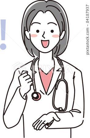 Female doctor _ simple color _ come up with 84187937