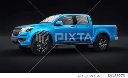 Blue pickup car on a white back ground. 3d... - Stock Illustration ...