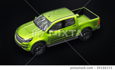 Green pickup car on a black background. 3d rendering. 84188153