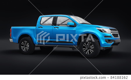 Blue pickup car on a white back ground. 3d rendering. 84188162