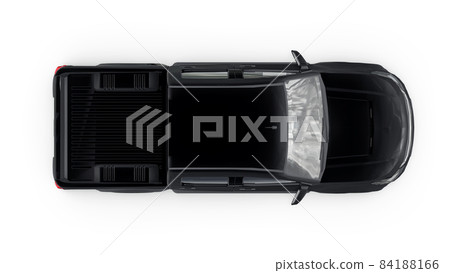 Black pickup car on a white background. 3d rendering. Black pickup car on a white background. 3d rendering. 84188166