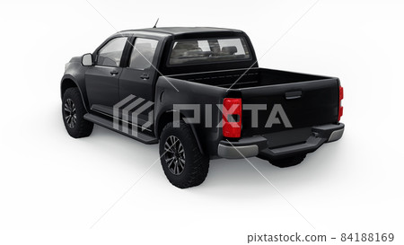 Black pickup car on a white background. 3d rendering. Black pickup car on a white background. 3d rendering. 84188169