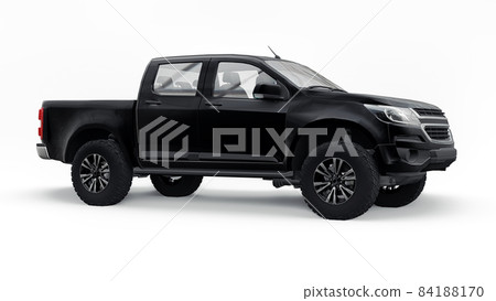 Black pickup car on a white background. 3d rendering. 84188170