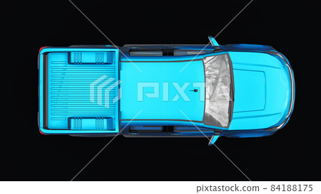 Blue pickup car on a white back ground. 3d rendering. Blue pickup car on a white back ground. 3d rendering. 84188175