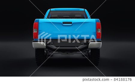 Blue pickup car on a white back ground. 3d rendering. Blue pickup car on a white back ground. 3d rendering. 84188176