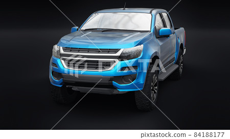 Blue pickup car on a white back ground. 3d rendering. 84188177