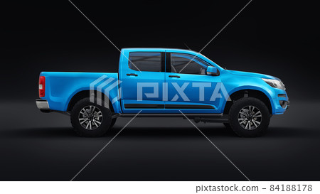 Blue pickup car on a white back ground. 3d rendering. 84188178