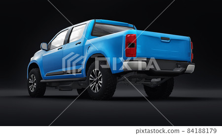 Blue pickup car on a white back ground. 3d rendering. Blue pickup car on a white back ground. 3d rendering. 84188179
