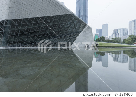 Exterior view of modern Guangzhou Opera House in Guangzhou, China. 84188406