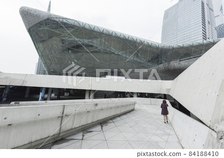 Exterior view of modern Guangzhou Opera House in Guangzhou, China. Exterior view of modern Guangzhou Opera House in Guangzhou, China. 84188410