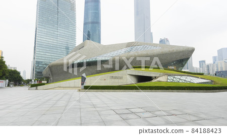 Exterior view of modern Guangzhou Opera House in Guangzhou, China. Exterior view of modern Guangzhou Opera House in Guangzhou, China. 84188423