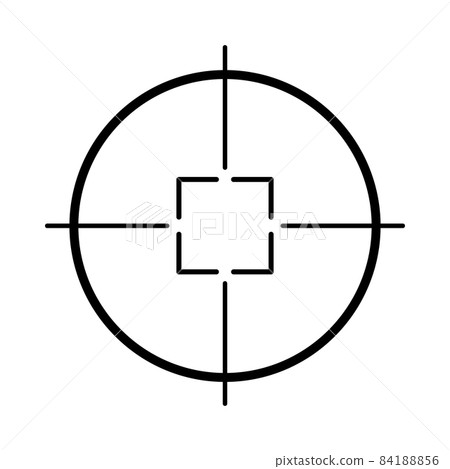 Black line icon in scope or crosshair shape Black line icon in scope or crosshair shape 84188856