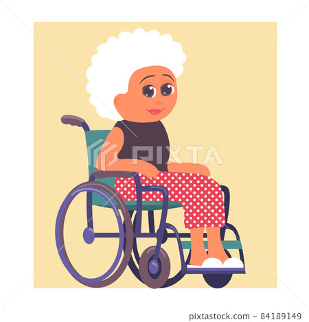 Elderly woman in a wheelchair cartoon illustration Elderly woman in a wheelchair cartoon illustration 84189149