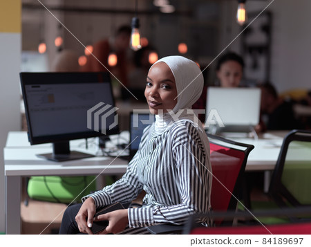 African muslim businesswoman portrait at office 84189697