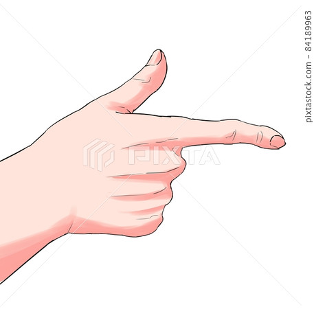 Colorful illustration of a hand pointing a finger. 84189963