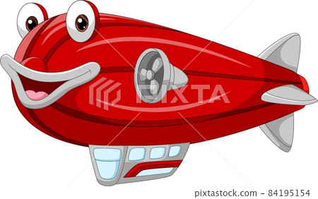 Cartoon smiling red zeppelin mascot Cartoon smiling red zeppelin mascot 84195154