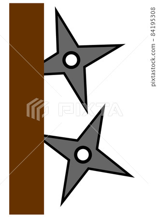 Shuriken of a dangerous weapon stuck in the wall Shuriken of a dangerous weapon stuck in the wall 84195308
