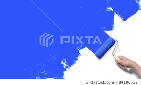 用滾筒繪畫的手的圖形材料 用滾筒繪畫的手的圖形材料 84196512