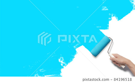 Graphic material of the hand to paint with a roller Graphic material of the hand to paint with a roller 84196518