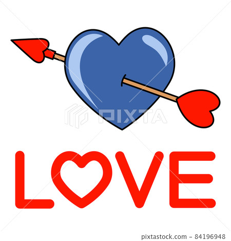 Blue heart with an arrow and the letter LOVE Blue heart with an arrow and the letter LOVE 84196948