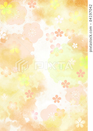 Japanese style cherry blossom background yellow 84197042