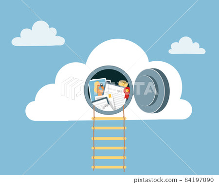 Door to cloud storage is open, personal data is leaked.Cyber crime in internet. 84197090