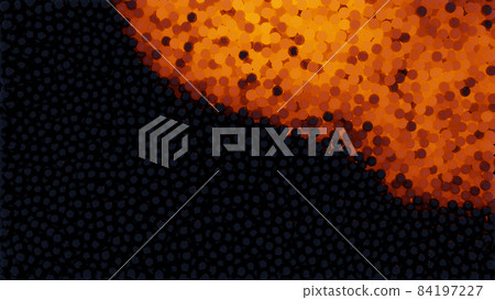 Dark black and bright orange particles. 3D illustration Dark black and bright orange particles. 3D illustration 84197227