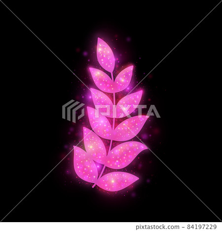 Pink floral element isolated on black background-插圖素材 [84197229] - PIXTA圖庫