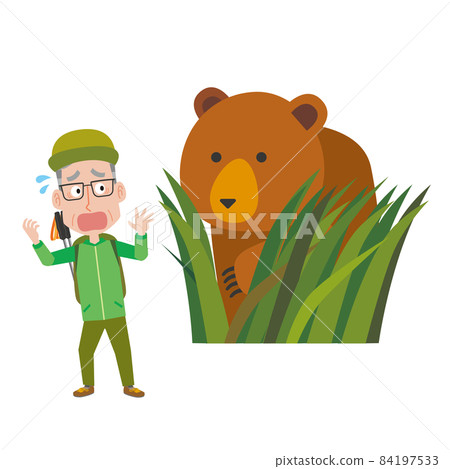 一位老人在攀登時遇到棕熊 84197533