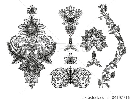 Classical luxury old fashioned damask ornament, royal victorian floral baroque. 84197716