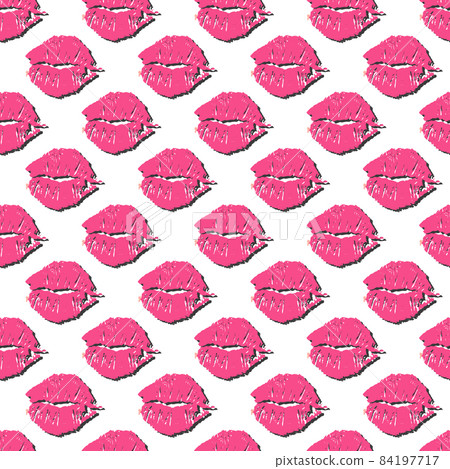 Pink lips seamless pattern. Sexy kisses. Hand-drawn vector background. 84197717