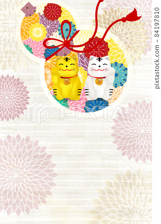 老虎新年賀卡日本圖案背景 84197810