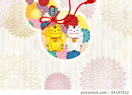 老虎新年賀卡日本圖案背景 84197812