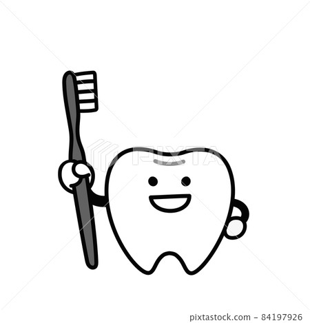 推薦刷牙的簡單可愛的牙齒插畫 84197926