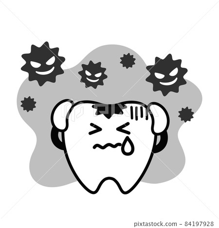 簡單可愛的蛀牙牙齒插圖 84197928