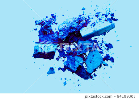 Beauty and makeup flatlay design, mineral organic eyeshadow as powder cosmetics, blush or crushed cosmetic product as make-up background 84199305