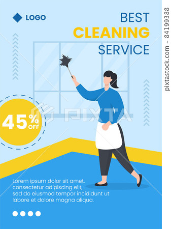 Home Cleaning Service Flyer Editable of Square Background Suitable for Social media, Feed, Card, Greetings, Print and Web Internet Ads 84199388