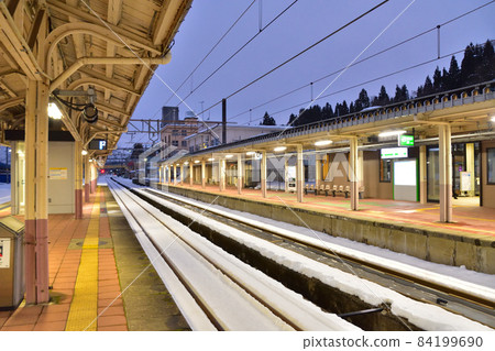 Niigata Night JR Joetsu Line Koide Station 84199690