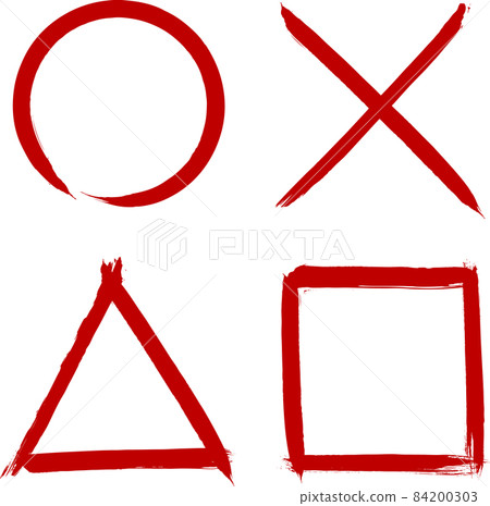 用畫筆繪製的圓形交叉三角形正方形 84200303