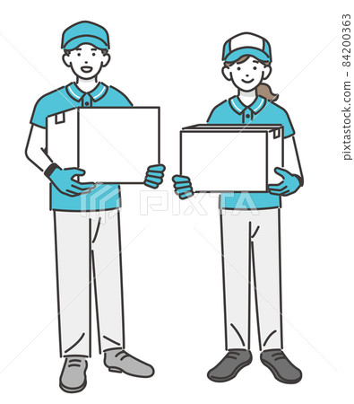 Vector illustration material of male and female moving company with luggage (cardboard) / moving / company / cardboard Vector illustration material of male and female moving company with luggage (cardboard) / moving / company / cardboard 84200363