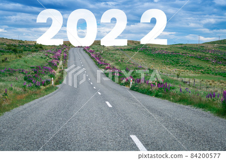 2022 New Year road trip travel and future vision concept 2022 New Year road trip travel and future vision concept 84200577