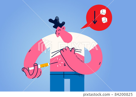 Sick man make insulin injection in belly 84200825