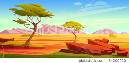 African savannah landscape, wild nature of Africa 84200910