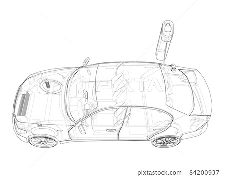 Electric Vehicle Charging Station Sketch 84200937
